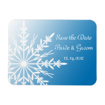 Blue Snowflake Winter Wedding Save the Date Magnets