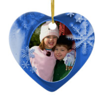 Blue Snowflakes Family Photo Ornament ornaments