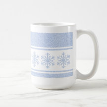 blue snowflakes on christmas mug