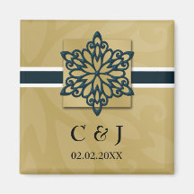 blue snowflakes save the date magnets