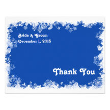 Blue Snowflakes Thank You Card Personalised Invites