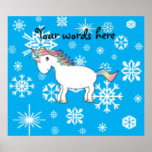 Blue snowflakes unicorn christmas gifts poster