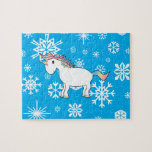 Blue snowflakes unicorn christmas gifts puzzles