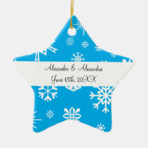 Blue snowflakes wedding favours ornament