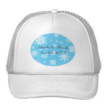 Blue snowflakes wedding favours trucker hat