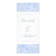 Blue Snowflakes Wedding Program Rack Card Template