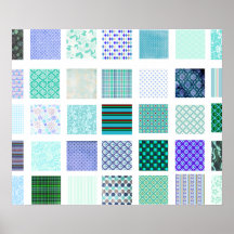 Blue squares mosaic pattern posters