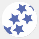 blue stars rain round stickers
