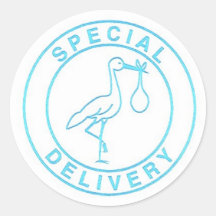 Blue Stork Round Stickers