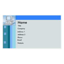 Blue Stripes and Computer Theme Business Card
