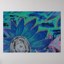 Blue Sunflower 2 oil modern surreal painting Posters