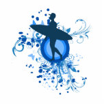 Blue Surfer Silhouette Photo Cutouts