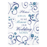 Blue Swirls Wedding Vow Renewal Invitation Card