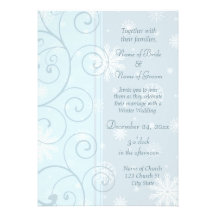 Blue Swirls Winter Wedding Invitation Cards