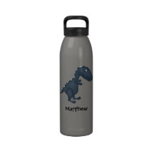 Blue T-Rex Dinosaur Personalised Kids Water Bottles