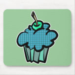 blue tartan plaid cupcake mouse pad