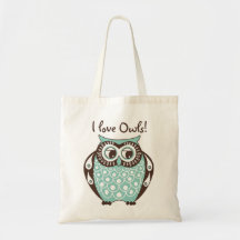 Blue Tawny Owl I Love Owls Tote Bag
