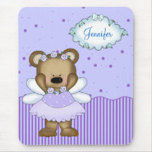 Blue Teddy Bear Fairy Princess Mouse Pad