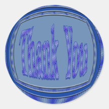 Blue Thank You circle Round Stickers