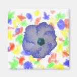 Blue tinted hibiscus flower refrigerator magnet