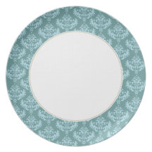 Blue & Turquoise damask plate