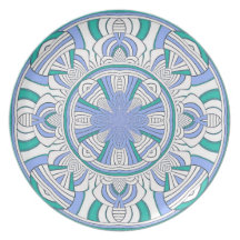 Blue Turquoise Geometric Plate
