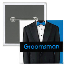 Blue tuxedo customisable groomsman button