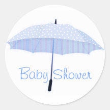 Blue Umbrella Baby shower envelope seal Sticker