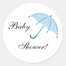 Blue umbrella baby shower envelope stickers