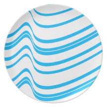 Blue Wave Pattern Party Plates