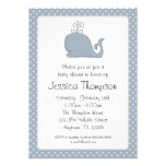 Blue Whale Polka Dots Boy Baby Shower Personalized Invites