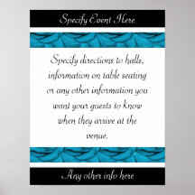 Blue white black floral wedding posters