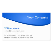 Blue White Curved, Professional Business Card