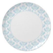 Blue & white damask plate