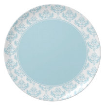 Blue & white damask plate