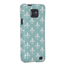 Blue & White Fleur de Lis Pattern Samsung Galaxy S Case