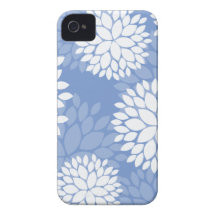 Blue White Flowers iPhone 4 Cases