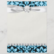 blue white glow on black damask pattern flyer design