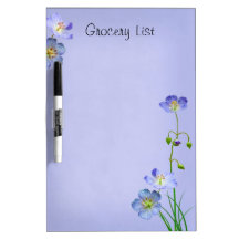 Blue Wildflower Reminder List Dry-Erase Whiteboard
