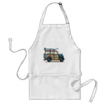 Blue Woody Wagon Aprons