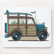 Blue Woody Wagon Mouse Pad