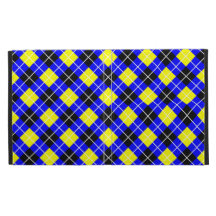 Blue,Yellow, Black and White Argyle iPad Folio Cover