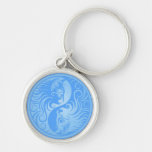 Blue Yin Yang Kittens Keychain