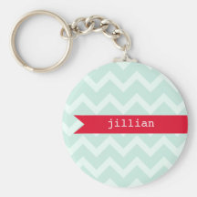 Blue Zigzag Personalised Keychain