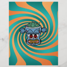 Blue zombie monkey on orange green stripes full color flyer