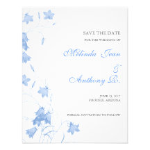 Bluebells - Blue Save the Date Custom Invitation