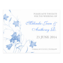 Bluebells - Blue Save the Date Postcard