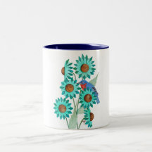 Bluebird and Posies mug