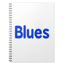 Blues word blue music design.png spiral note book