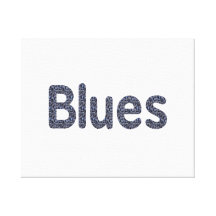 Blues word rock blue pattern music copy.png stretched canvas print